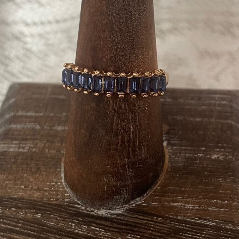 Gold-Plated Sapphire Baguette Eternity Band